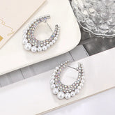 Dazzling Pearl & Rhinestone Hoop Earrings
